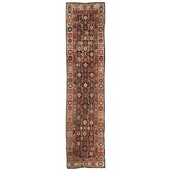 Antique Hand Knotted Kurdish Runner with All-Over Geometric Design