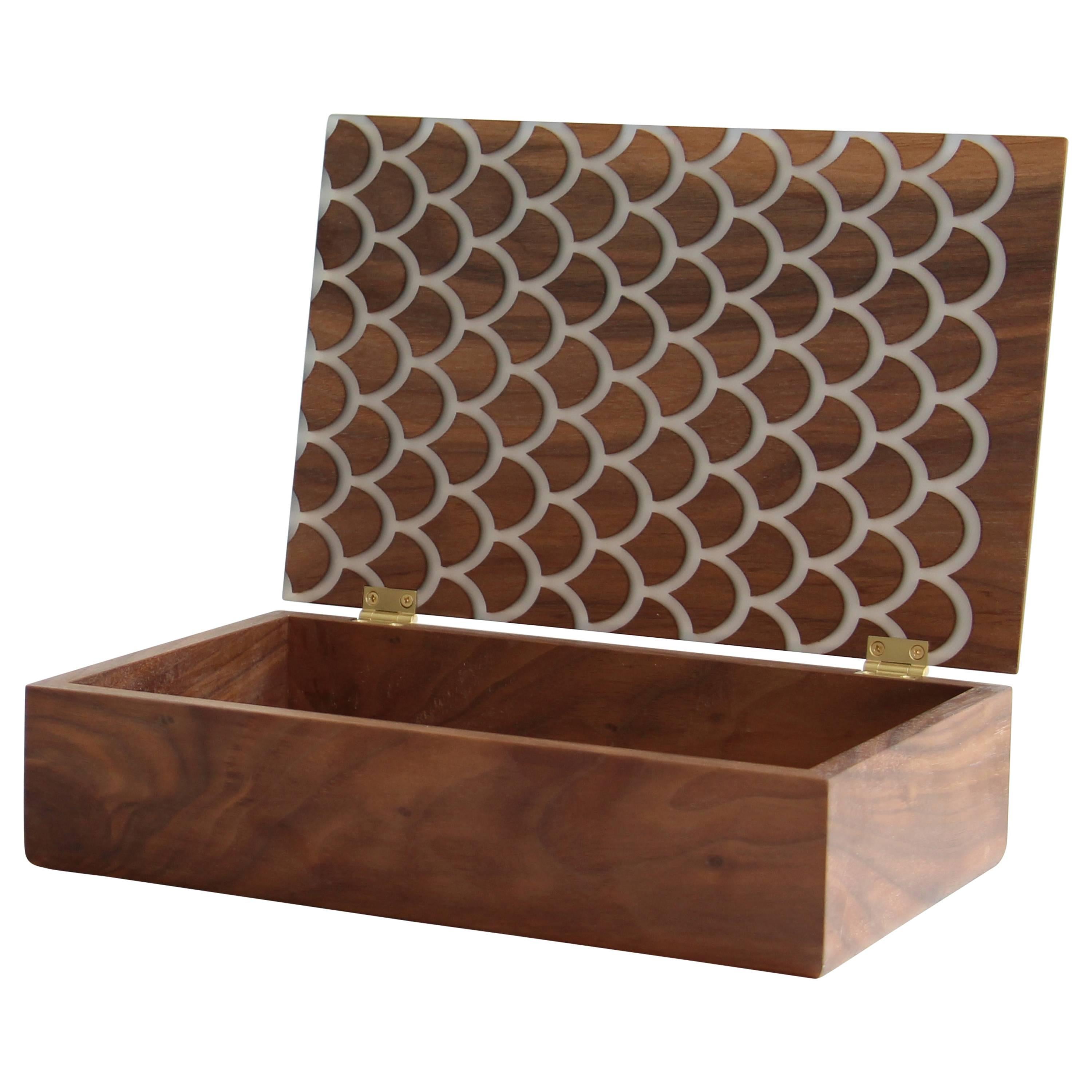 Koi Treasure Box in Walnut with Inlaid Resin - In Stock