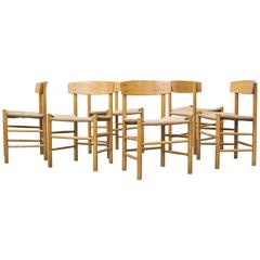 Set of Six Borge Mogensen Birch J39 Dining Chair