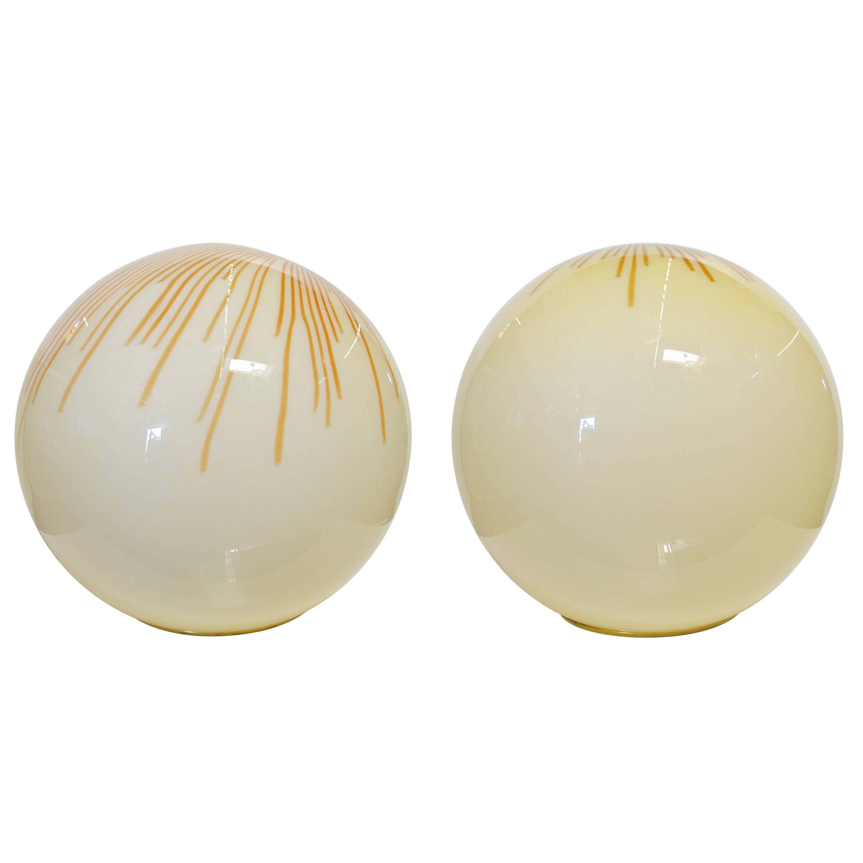 "Anemone" Italian Murano Glass Globe Table Lamps/Floor Lamps by Venini
