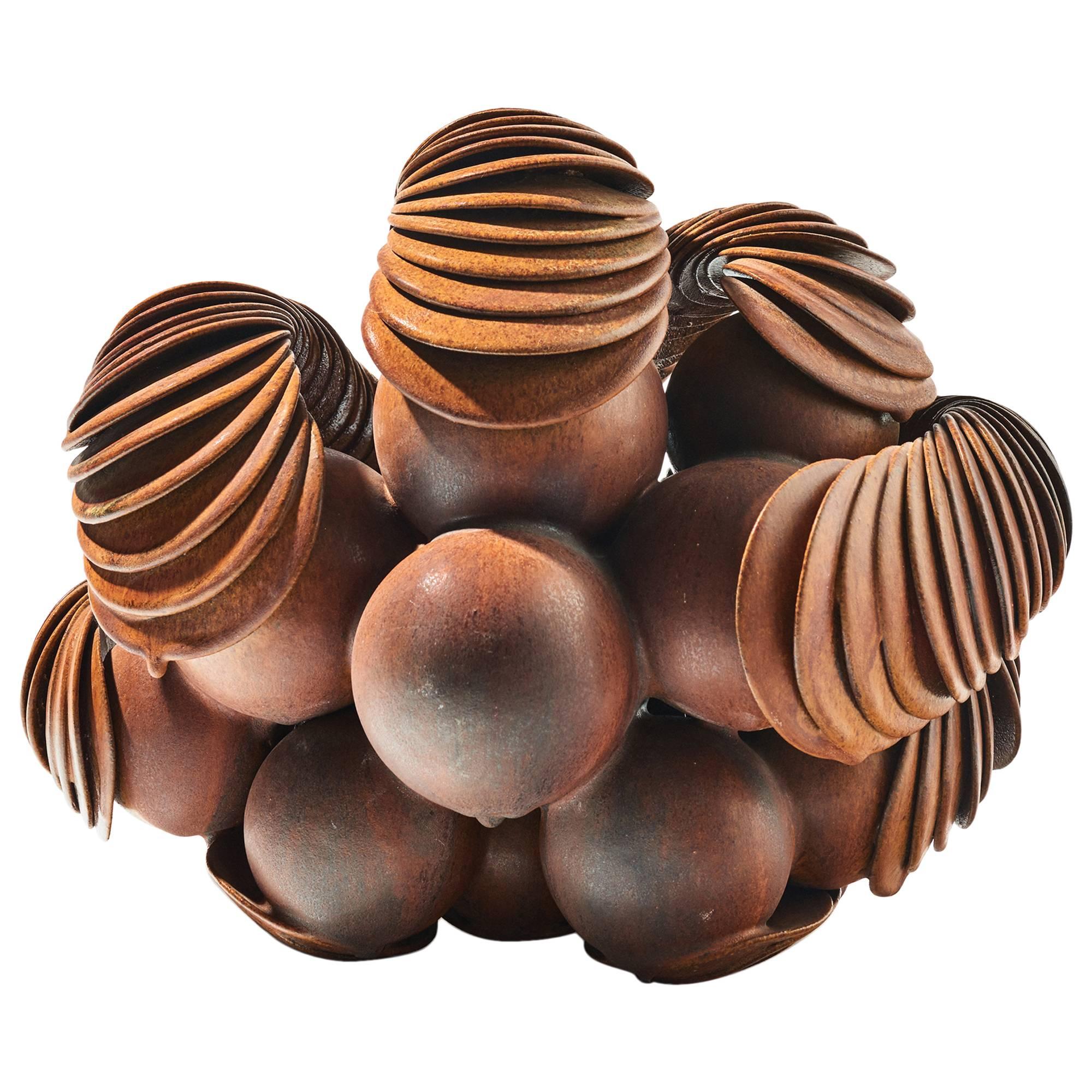 "Plate Object, " Glazed Stoneware Sculpture by Beate Kuhn For Sale