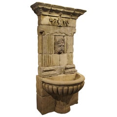 Large Carved Limestone Wall Fountain from France