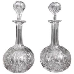 Pair of American Cut Crystal Decanters with Original Blown Stoppers, Circa 1830 10