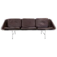 Chocolate Brown Leather George Nelson Three-Seat Sling Sofa for Herman Miller