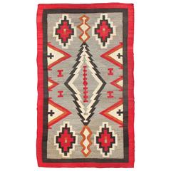 Antique Navajo Rug with Geometric Design 1