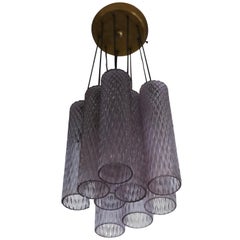 Italian Translucent Violet Murano Glass Column Pendant or Chandelier