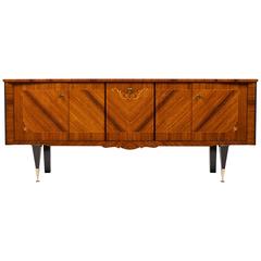 Vintage Mid-Century French Polished Rosewood Buffet or Credenza