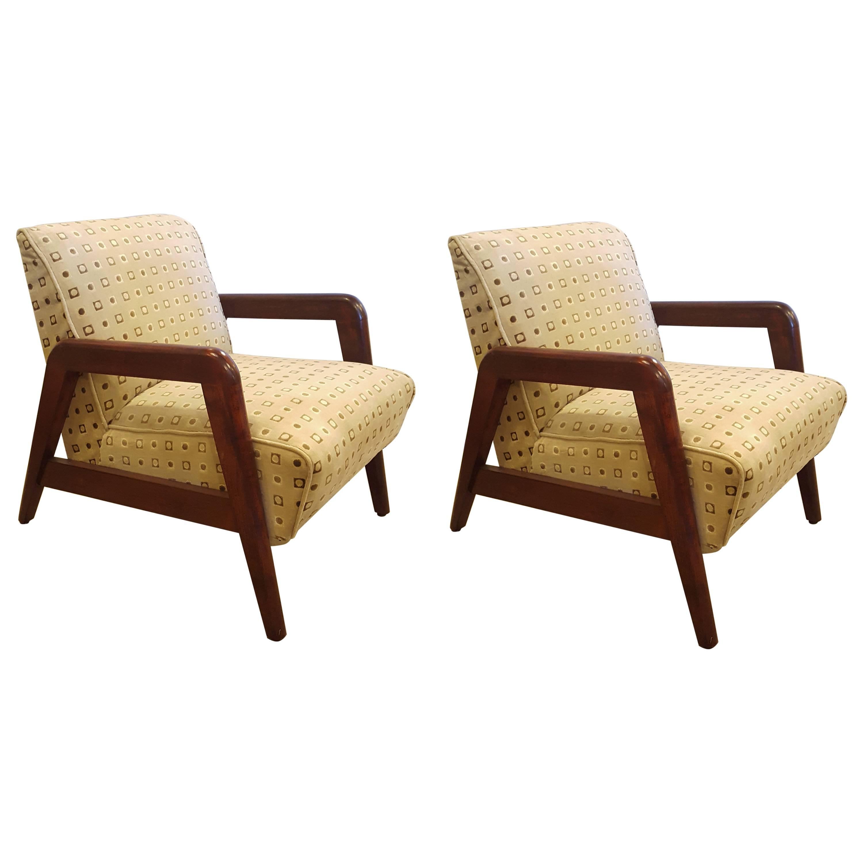 Pair of Mid-Century Modern Armchairs, One Rocker & One Lounge Chair 