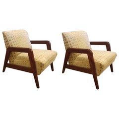 Vintage Pair of Mid-Century Modern Armchairs, One Rocker & One Lounge Chair 