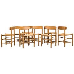 Set of Eight Børge Mogensen J39 Dining Chairs