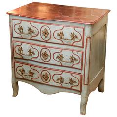 French Country Painted Chest 18th Century with Faux Marble Top