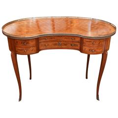Antique 19th Century Louis XVI Style Writing Desk with Marquetry in Walnut
