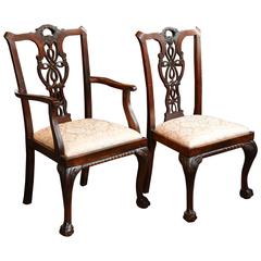 Set of Six American Ribbon Back Chippendale Style Chairs