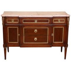 19th Century Mahogany Commode/ Chest of Drawers French Louis XVI, Marble Top 4