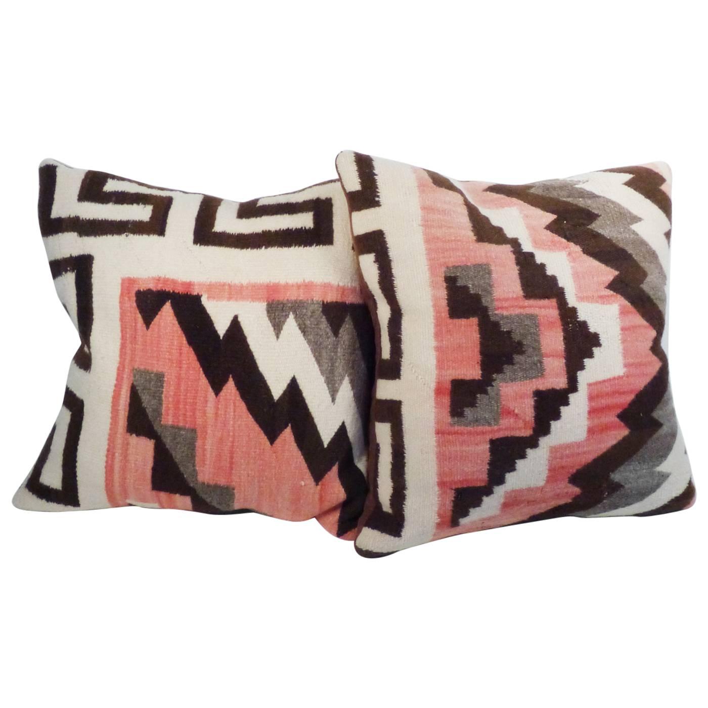 Pair of Vintage Navajo Rug Pillows For Sale