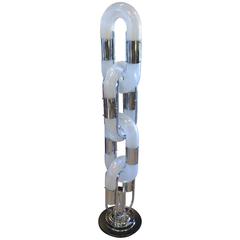 Carlo Nason Chain Floor Lamp for Mazzega in Chrome and Glass