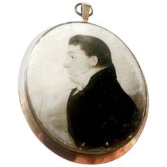 Pendant Portrait Miniature by Jacob Azle Giliberg, Signed Gillberg, 1809