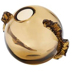 Murano Amber Glass Round Vase