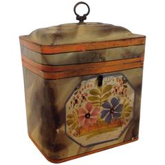 Antique Toleware Tea Caddy Mid-19th Century