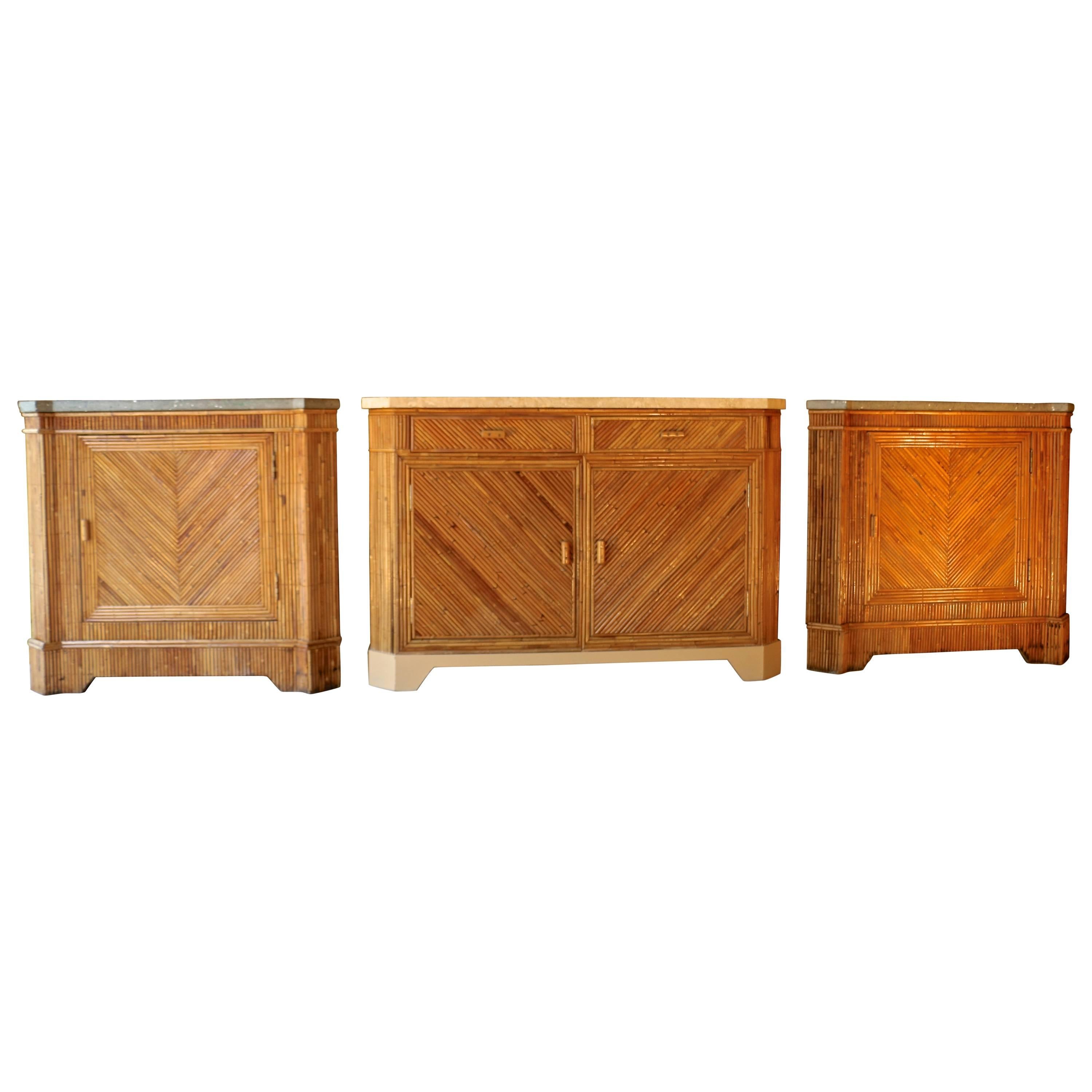 Howard Dilday . 1980s . Bamboo Veneer Furniture Set . For Sale