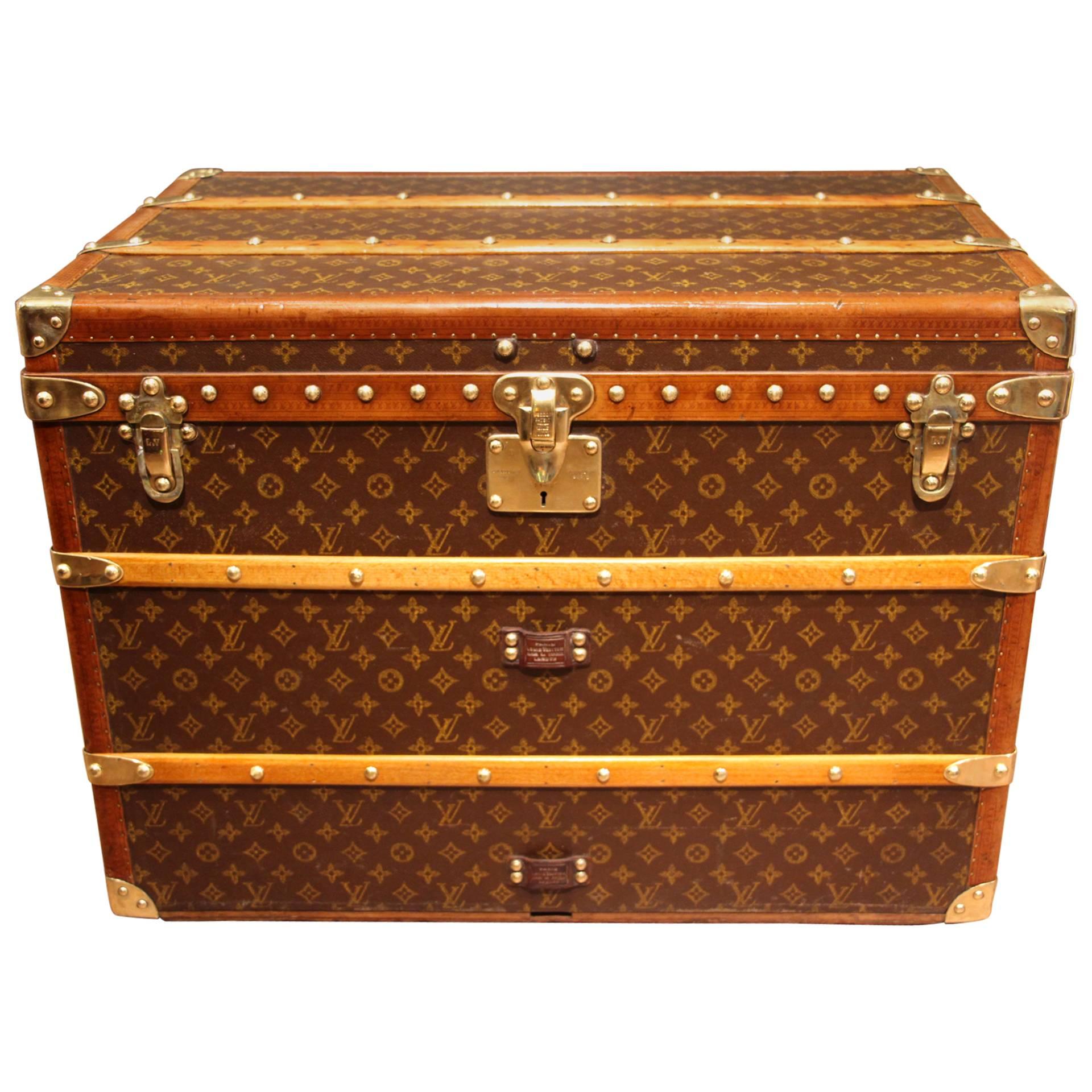 1930s Louis Vuitton Monogram Canvas and Brass Fittings Hat Trunk
