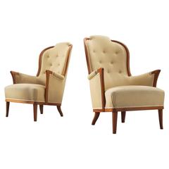 Carl Malmsten Set of Two 'Farmor' Lounge Chairs with Original Upholstery 12