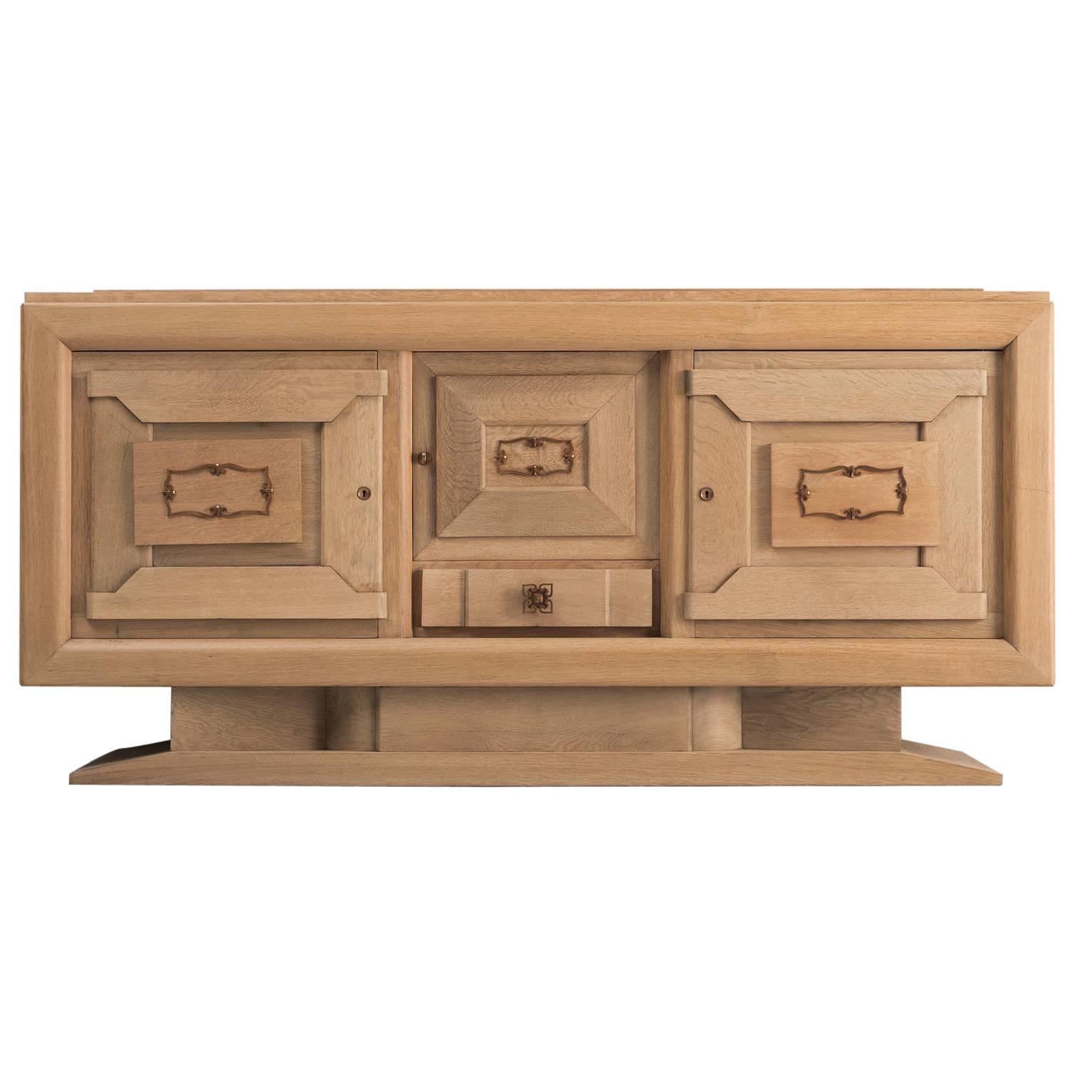 Charles Dudouyt Sideboard in Oak with Brass Elements