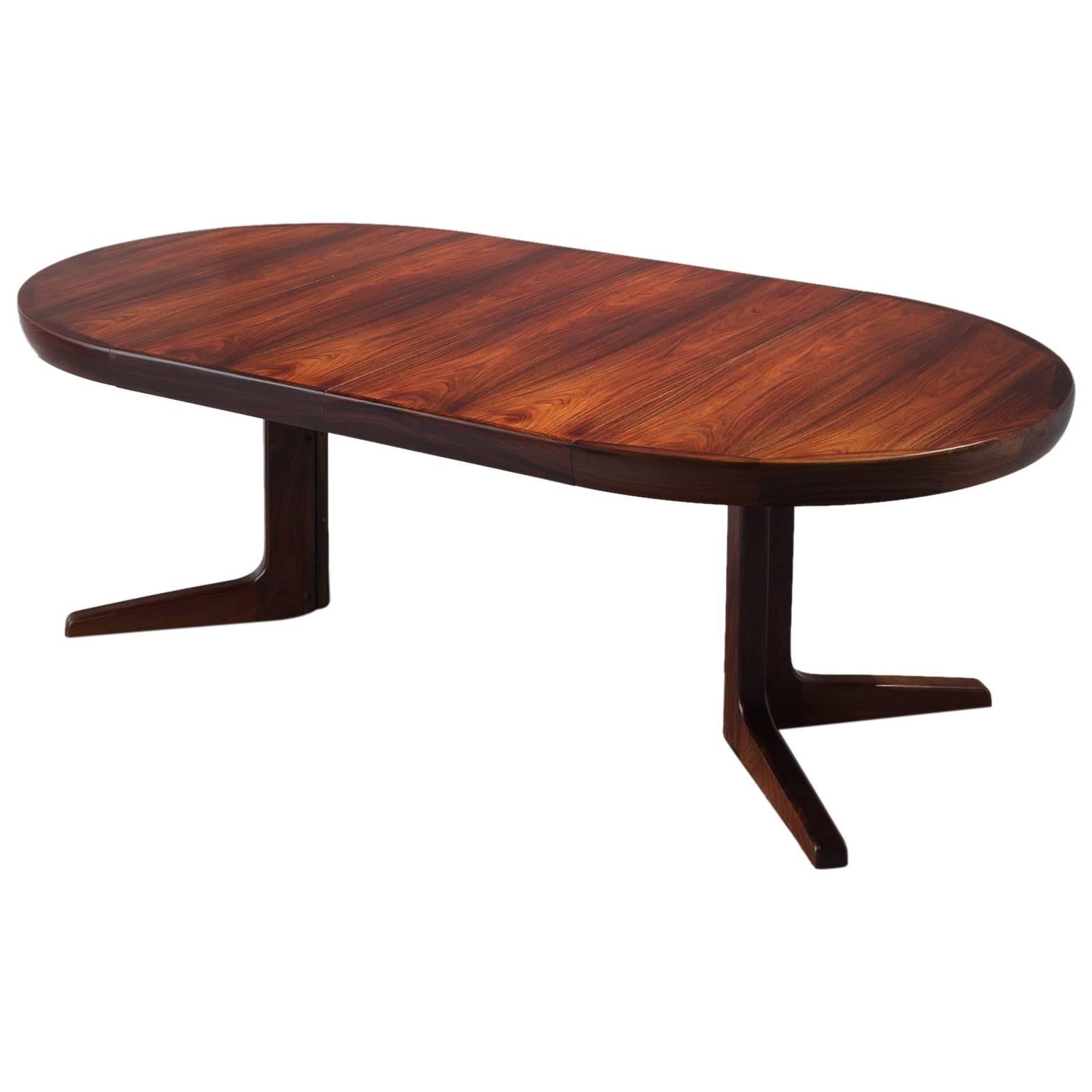 Extendable Danish Dining Table with a Rich Rosewood Grain
