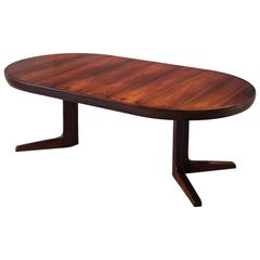 Extendable Danish Dining Table with a Rich Rosewood Grain