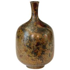 Vintage Japanese Bronze Patinated Bottle Vase