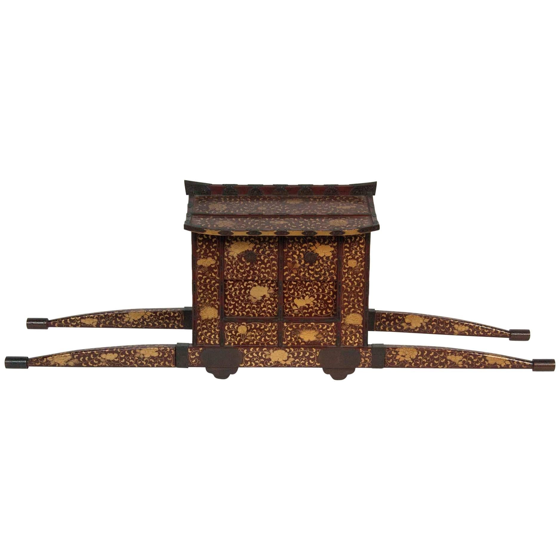 Palanquin japonais de la période Edo-Meiji laqué