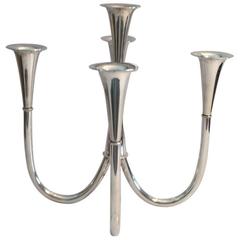 Early Contemporary Silver Five-Arm Candelabra Nouveau William Wagenfeld, 1952