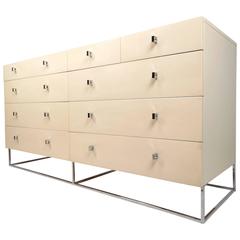 Mid-Century Modern Vintage Lacquer and Chrome Dresser by Rougier