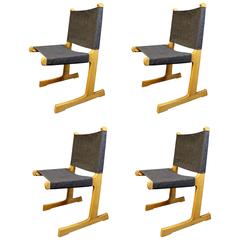 Four Ditte and Adrian Heath Cantilevered Danish Dining Chairs for France and Son