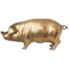 Antique English Cast Brass pig Butchers Shop Display Money Box