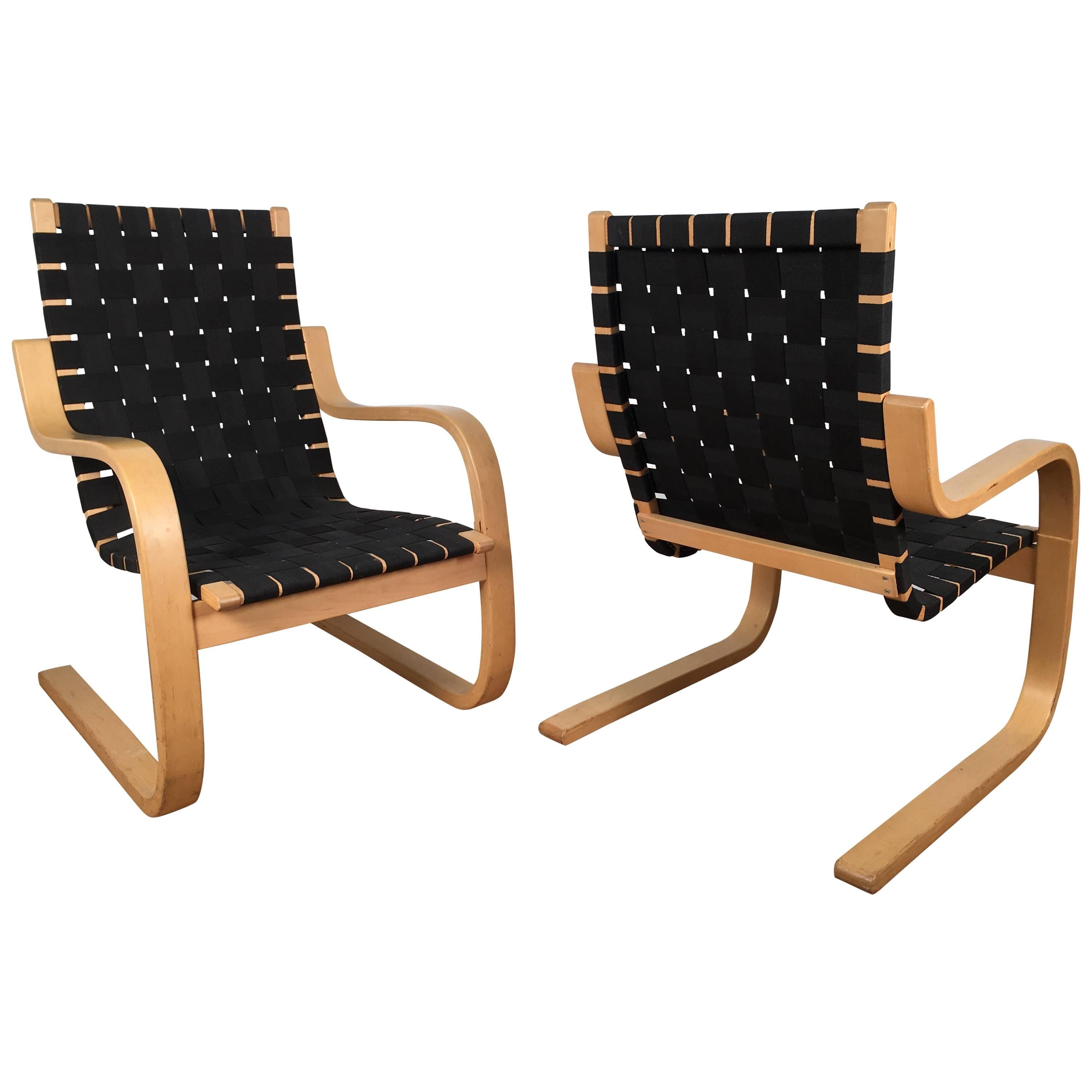 Pair of Alvar Aalto #406 Lounge Chairs