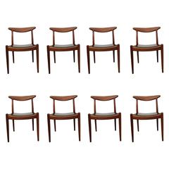 Set of Eight Dining Chairs by Hans Wegner for C.M. Madsens, Oak and Leather