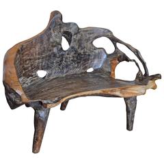 Andrianna Shamaris Single Burnt Organic Teak Wood Bench