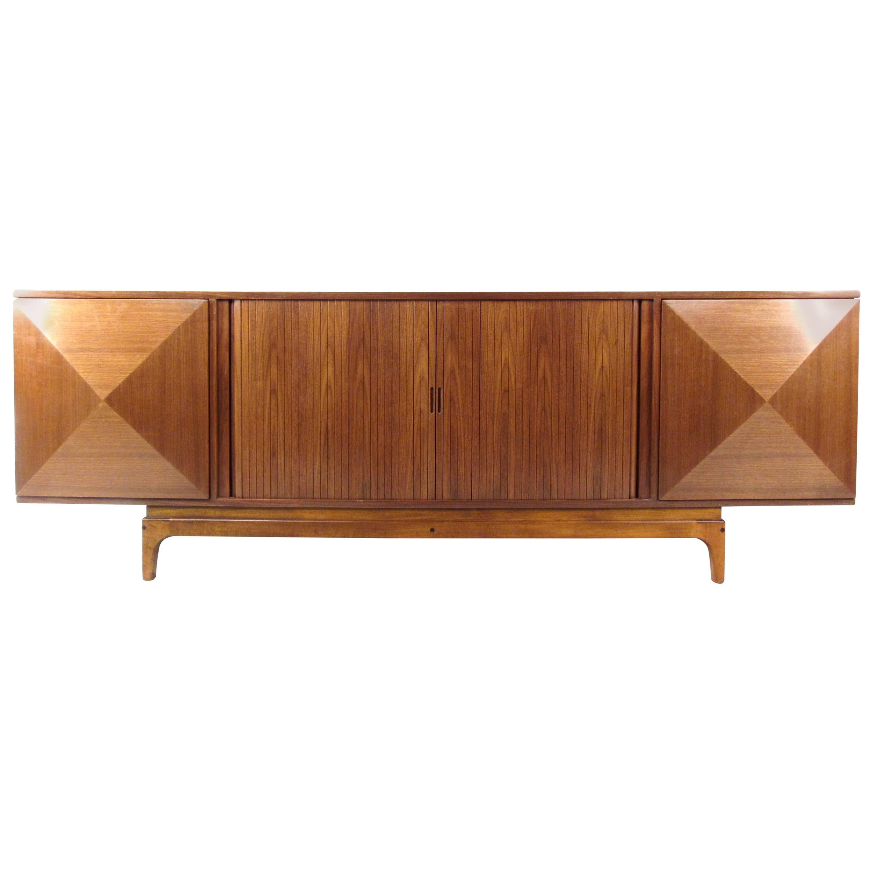 Large Mid-Century Modern Diamond Front Sideboard in the Style of Vladimir Kagan