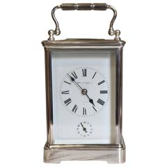 Antique Large Silver Plated French Carriage Clock