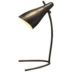 Rare Danish Modernist Adjustable Curved Brass Table Lamp, 1950s 4