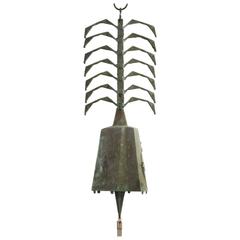 Large Paolo Soleri Hanging Bell in Cast Bronze, 1970s