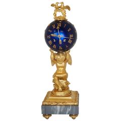 Rare Bronze and Marble Mantel Clock with Cherub and Love Birds by Francois Linke