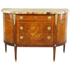 Louis XVI Style Ormolu-Mounted Marquetry Inlaid Commode