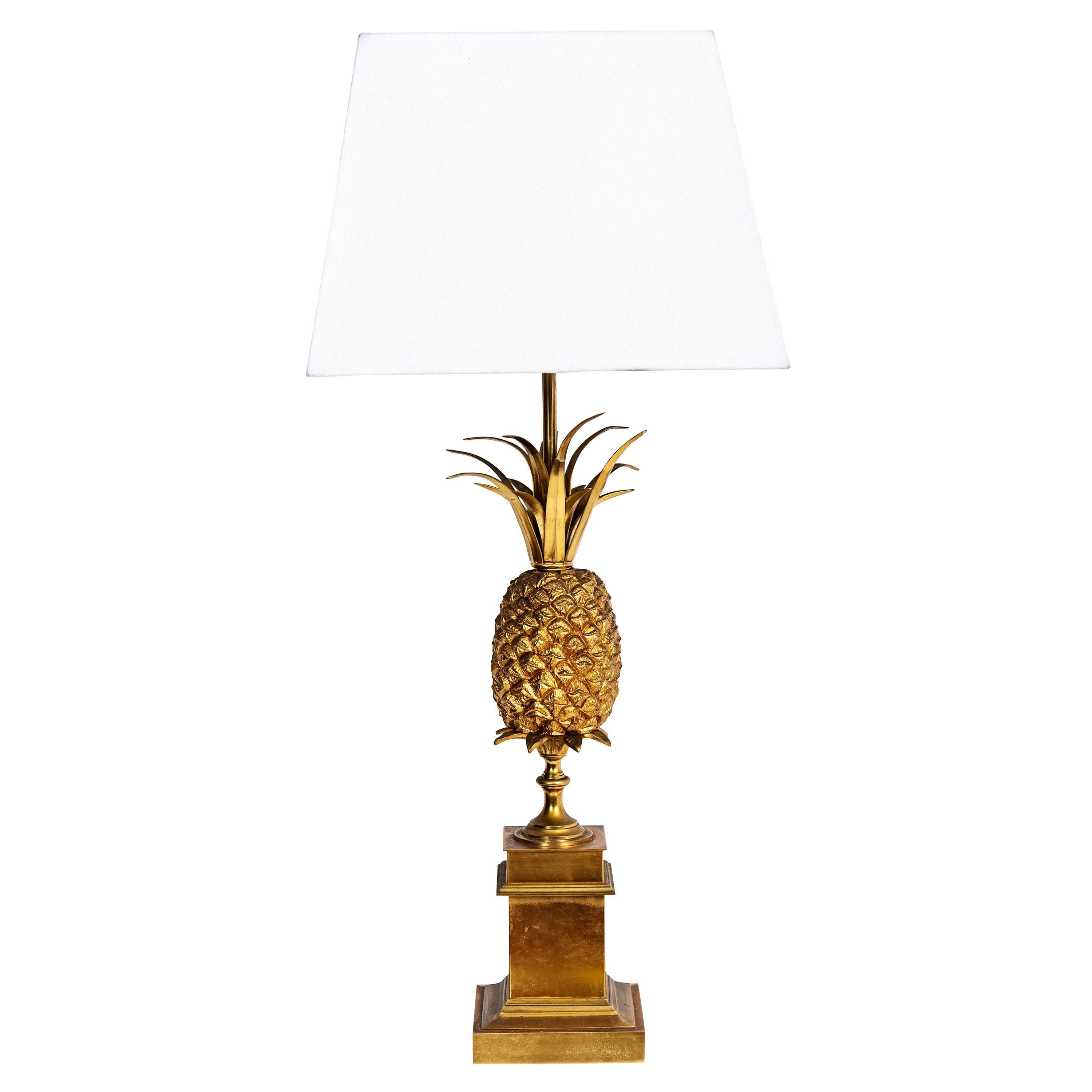 1970s Pineapple Bronze Table Lamp