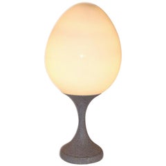 Retro Moderne Metal and Egg Shaped Glass Lamp