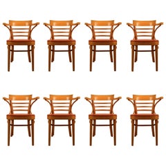 Set of Eight Matching Dining Chairs Made in Yugoslavia Attributed to Thonet