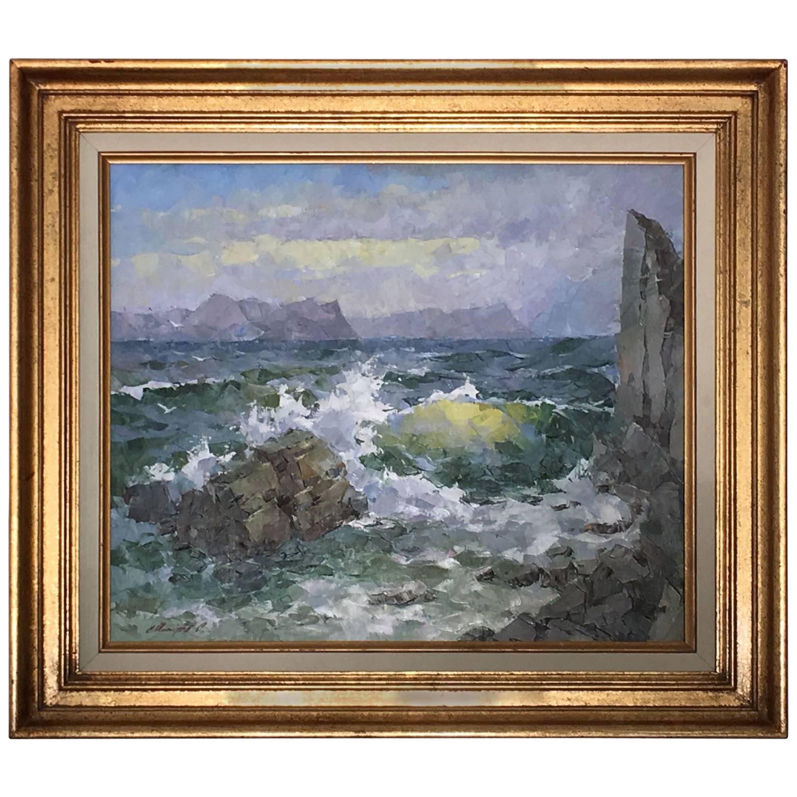 "Morning on the Rocky Coast", 2001, Oil on Canvas by Sergei Minyaev, Russia For Sale