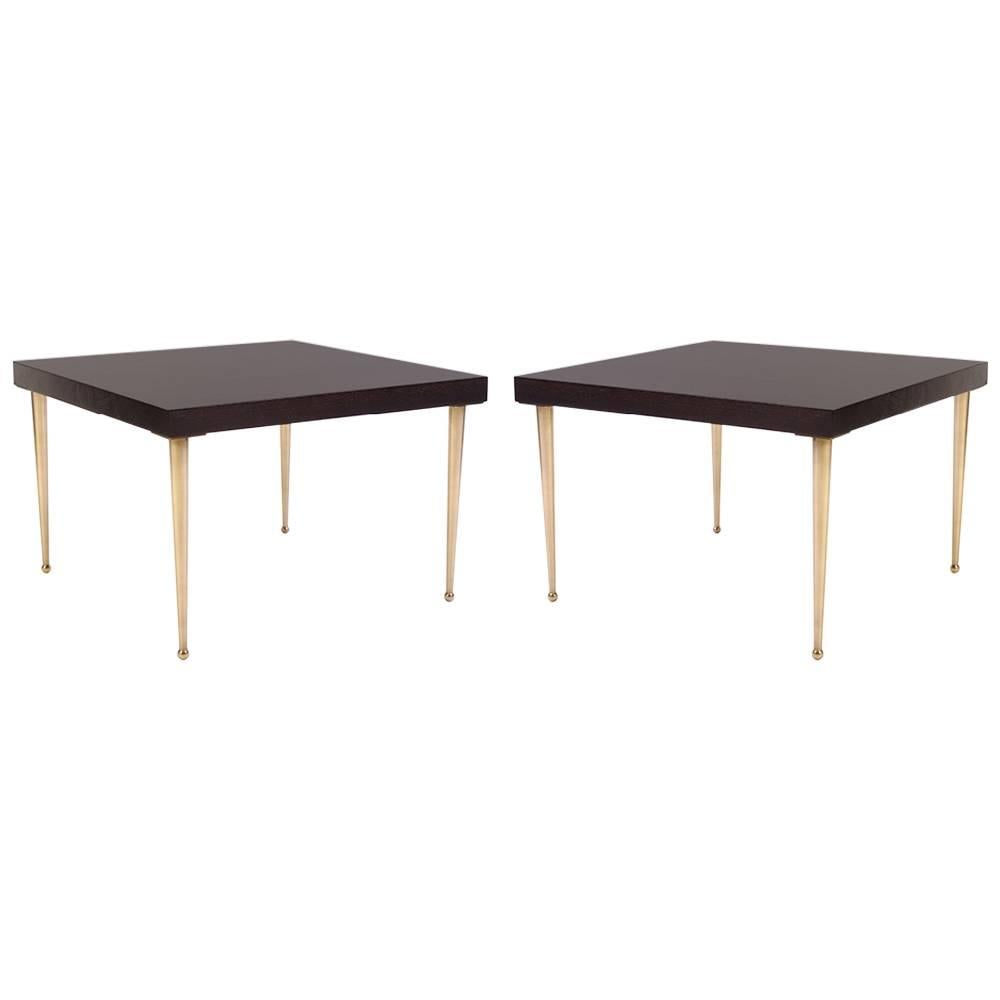 Allister Tables in Ebony Walnut and Turned Brass by Montage