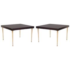 Allister Tables in Ebony Walnut and Turned Brass by Montage